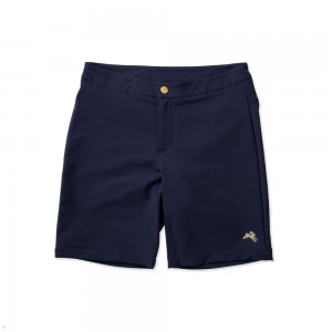 Navy Tracksmith Longfellow Men's Shorts | IRTZA-2956